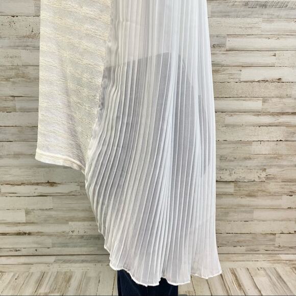 Ipekyol Sleeveless Striped Top Womens Size XS White Cream Chiffon Pleated Back - Picture 7 of 11